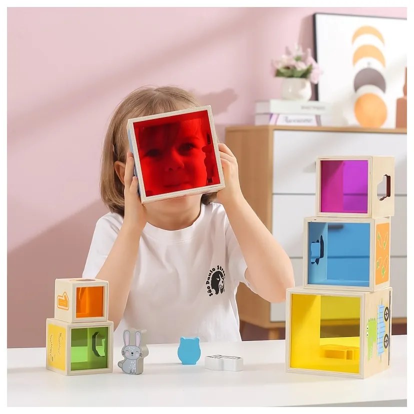 Viga drewniana piramidka układanka klocki sorter montessori