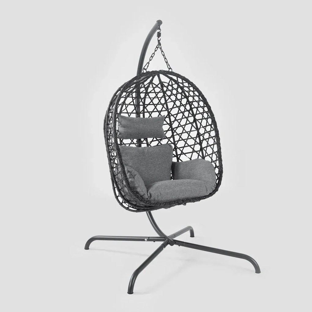 Huśtawka NIDO na metalowym stelażu104x106x184 cm czarna HOMLA