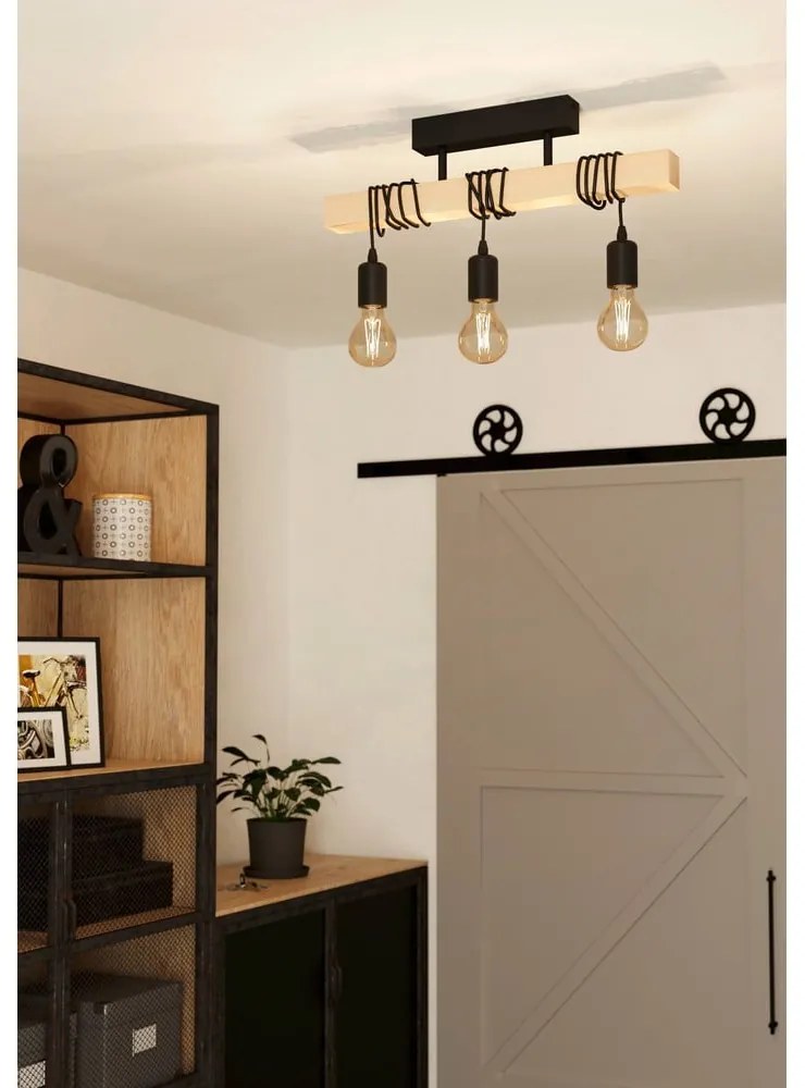 Lampa wisząca w czarno-naturalnym kolorze TOWNSHEND – EGLO