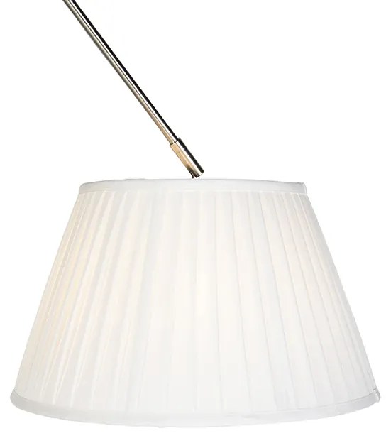 Stalowa lampa wisząca z kremowym plisowanym abażurem 35 cm - Blitz klasyczny/Antyczny Oswietlenie wewnetrzne