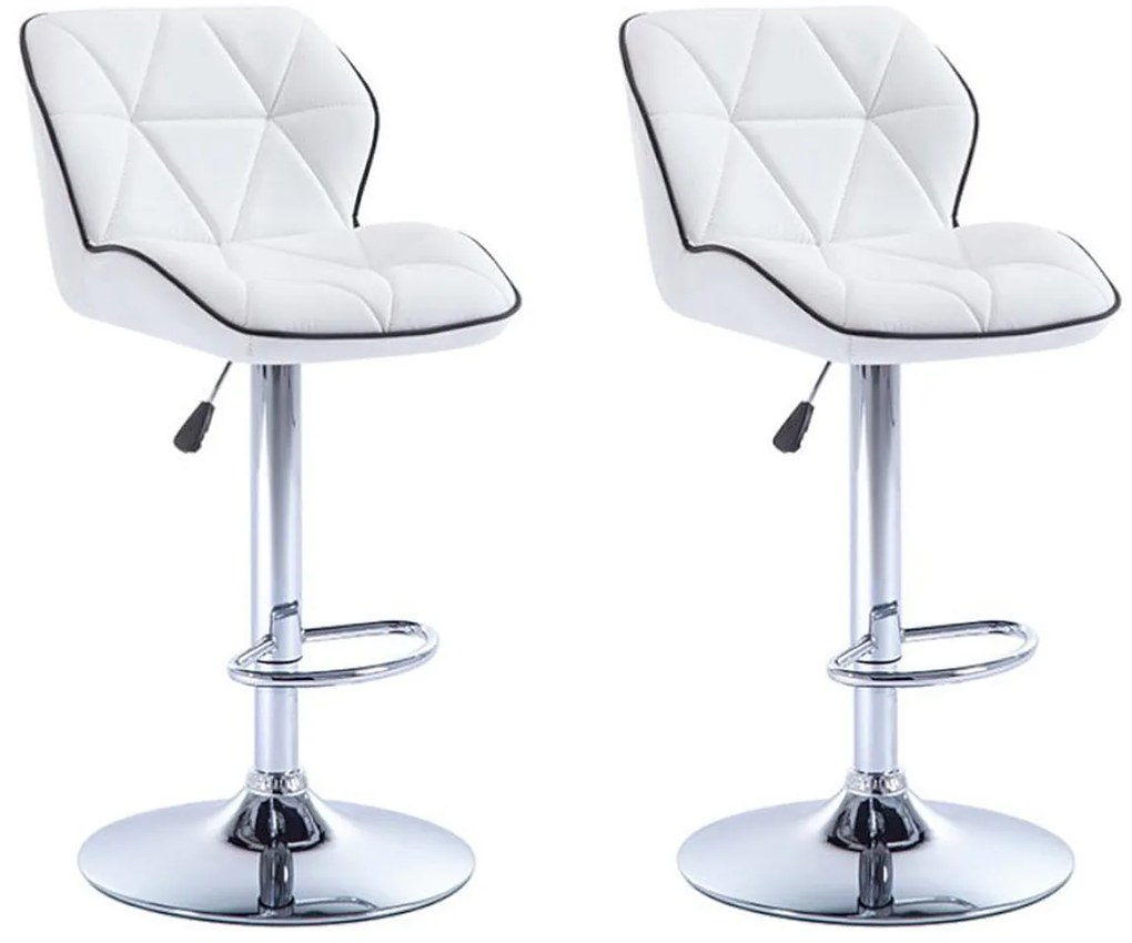 Zestaw 2 stołków barowych CALVIN – skóra syntetyczna – regulacja wysokości – kolor biały
