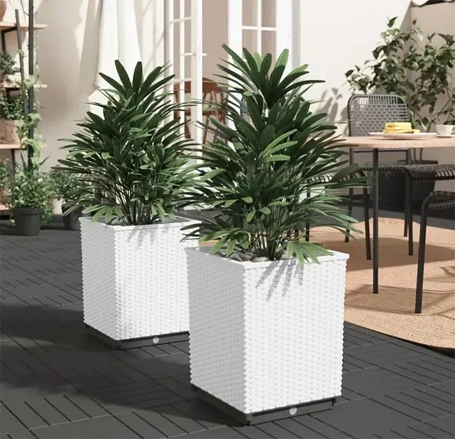 Zestaw 2 białych donic ogrodowych K9-Z16