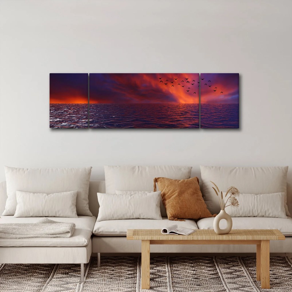 Obraz morza z ptakami (170x50 cm)