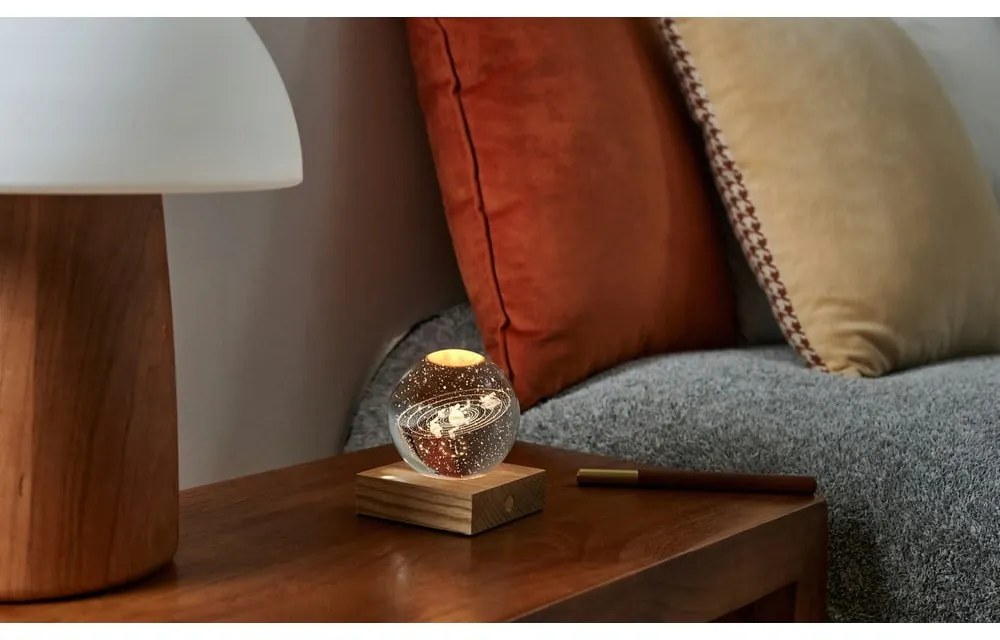 Ciemnobrązowa lampa stołowa ze ściemniaczem i szklanym kloszem (wys. 12 cm) Amber – Gingko