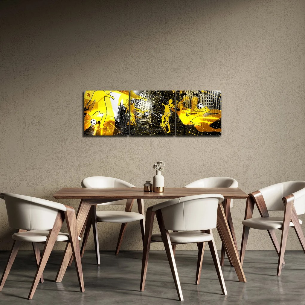 Obraz - Piłka nożna w wielkim mieście (z zegarem) (90x30 cm)
