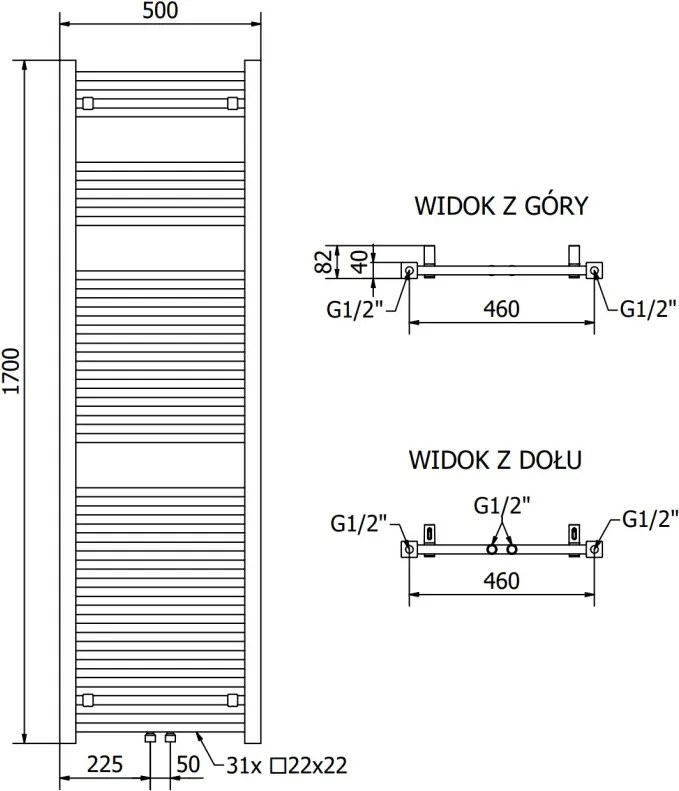 Mexen Pluton grzejnik elektryczny 1700 x 500 mm, 900 W, czarny - W106-1700-500-2900-70
