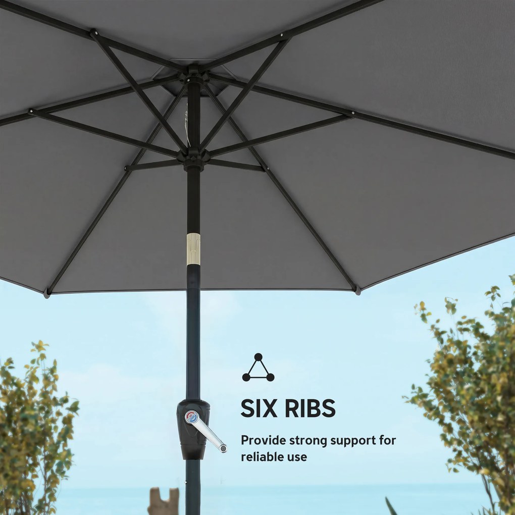 Outsunny Parasol Ø270 cm Regulowany Balkonowy z Korbką UV 50+ Ogrodowy Ciemnoszary | Aosom PL