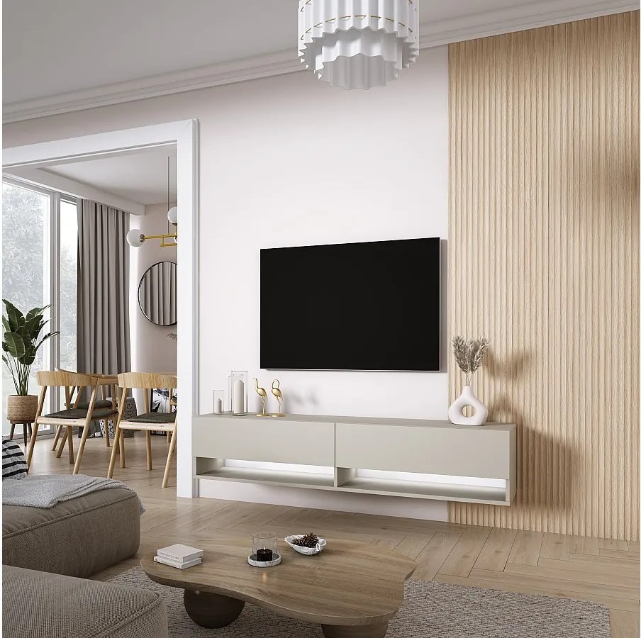 Szafka pod telewizor 170 cm Kaszmir, LED biały, 170 × 32 × 34 cm