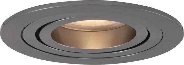 Zestaw 6 nowoczesnych reflektorów wpuszczanych Gunmetal GU10 50mm okrągłe z regulacją - Rondoo