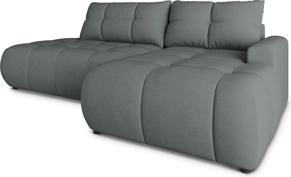 Masseno Narożnik FLUMA z funkcją spania i pojemnikiem na pościel Narozniki L, Rozkładana sofa - Szary, CASTEL 93