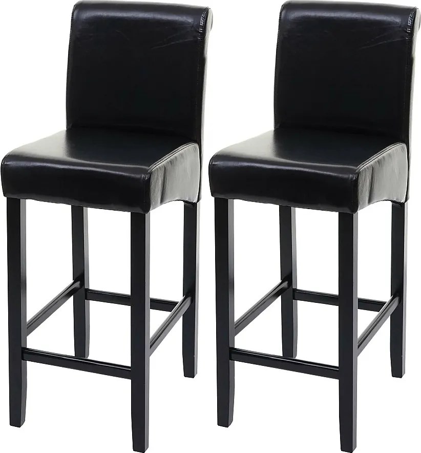 Stołek barowy MCW-C33 (zestaw 2 szt.),  czarny, ciemne nogi, skóra