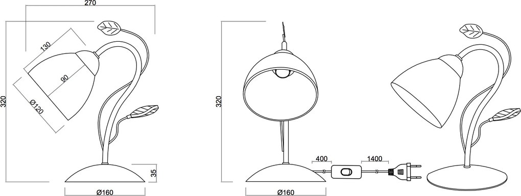 Ozdobna lampa stołowa w stylu glamour Traditio