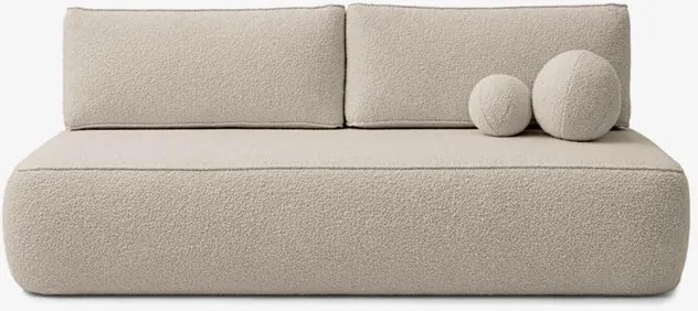 Sofa z Funkcją Spania ARVETO Beżowa Boucle Nowoczesna