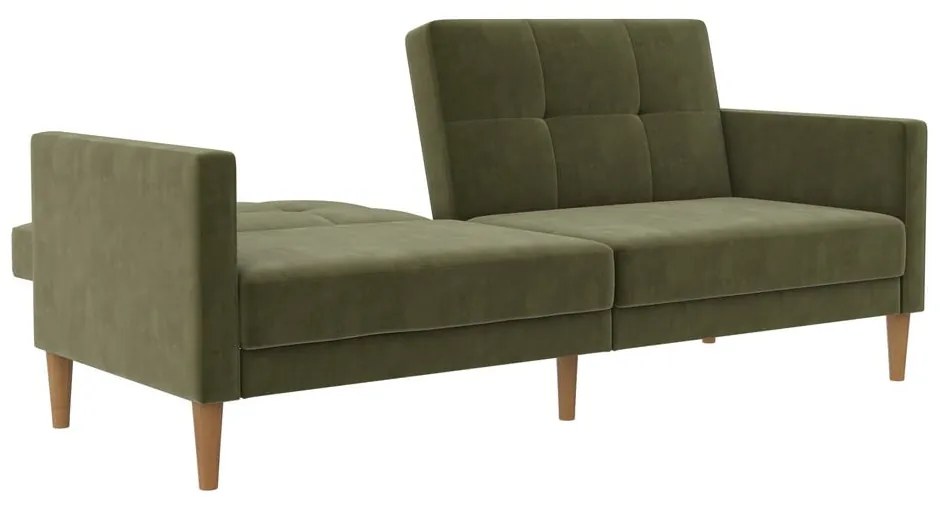 Zielona aksamitna rozkładana sofa 207 cm Lilly – Støraa