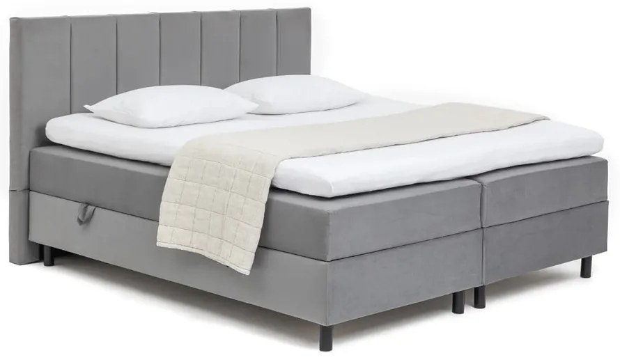 Szare łóżko kontynentalne ze schowkiem 160x200 cm Elva Bold Line – Bonami Selection