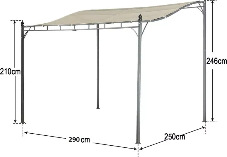 Pawilon ogrodowy stalowy Eterio 250x290 cm zadaszenie tarasowe wodoodporne altana ogrodowa