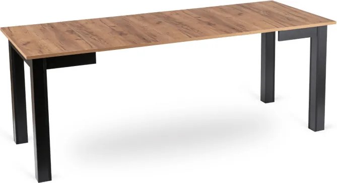 Stół Kwadratowy Rozkładany BEN 80-200 cm Dąb Craft/Czarny Nowoczesny Loft