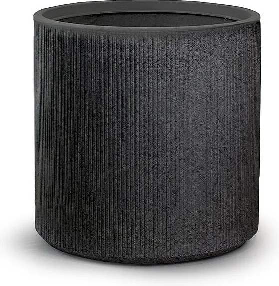 Okrągły, cylindryczny wazon z żywicy do roślin doniczkowych i ogrodowych, Modigliani Grey, 36x35 cm