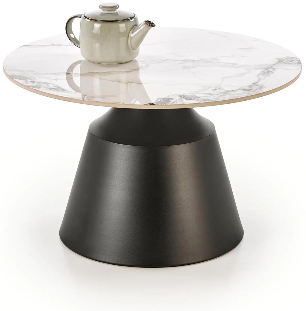 Zestaw 2 ław spiek biały marmur/ czarny 70/43 50/48 MAGNETA