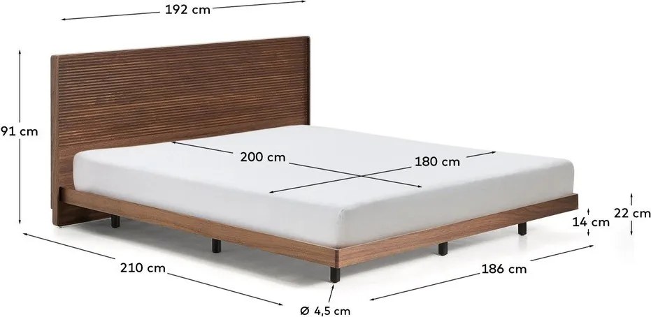 Brązowe łóżko dwuosobowe z litego drewna brzozowego ze stelażem 180x200 cm Norlen – Kave Home