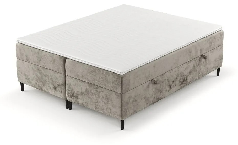 Jasnobrązowe łóżko boxspring ze schowkiem 160x200 cm Araya – Maison de Rêve