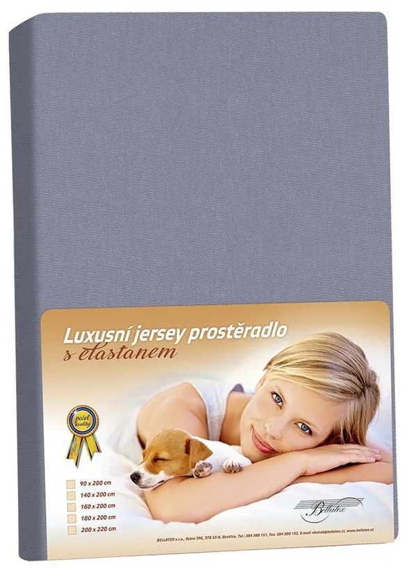 Prześcieradło Bellatex Jersey z elastanemciemnoszare, 180 x 200 cm, 180 x 200 cm