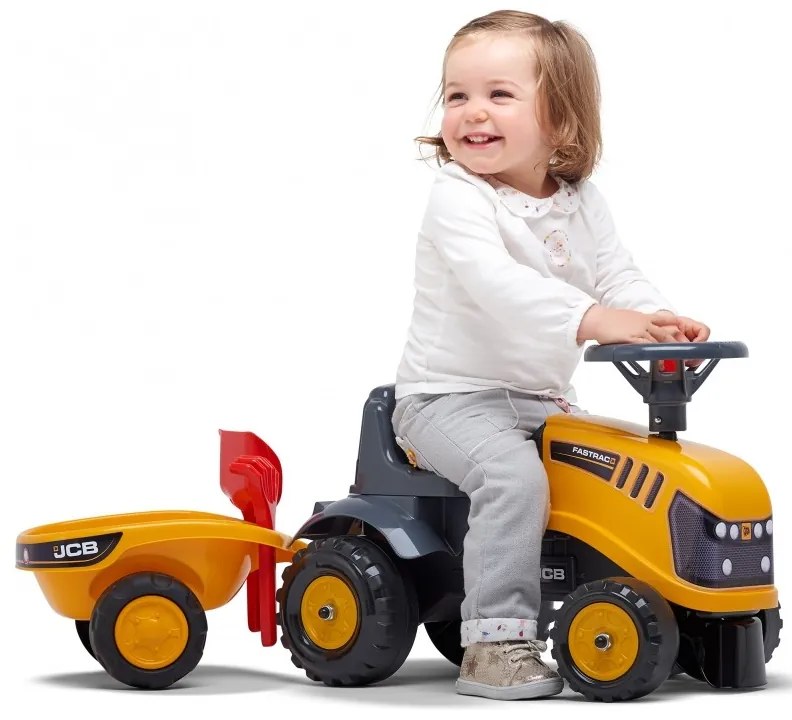 Falk traktorek jcb pomarańćzowy z przyczepką od 1 roku