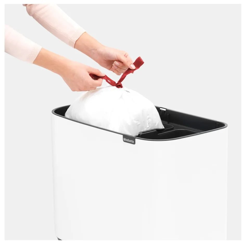 Biały stalowy kosz na śmieci do segregacji odpadów otwierany na dotyk 34 l Bo Touch Bin – Brabantia