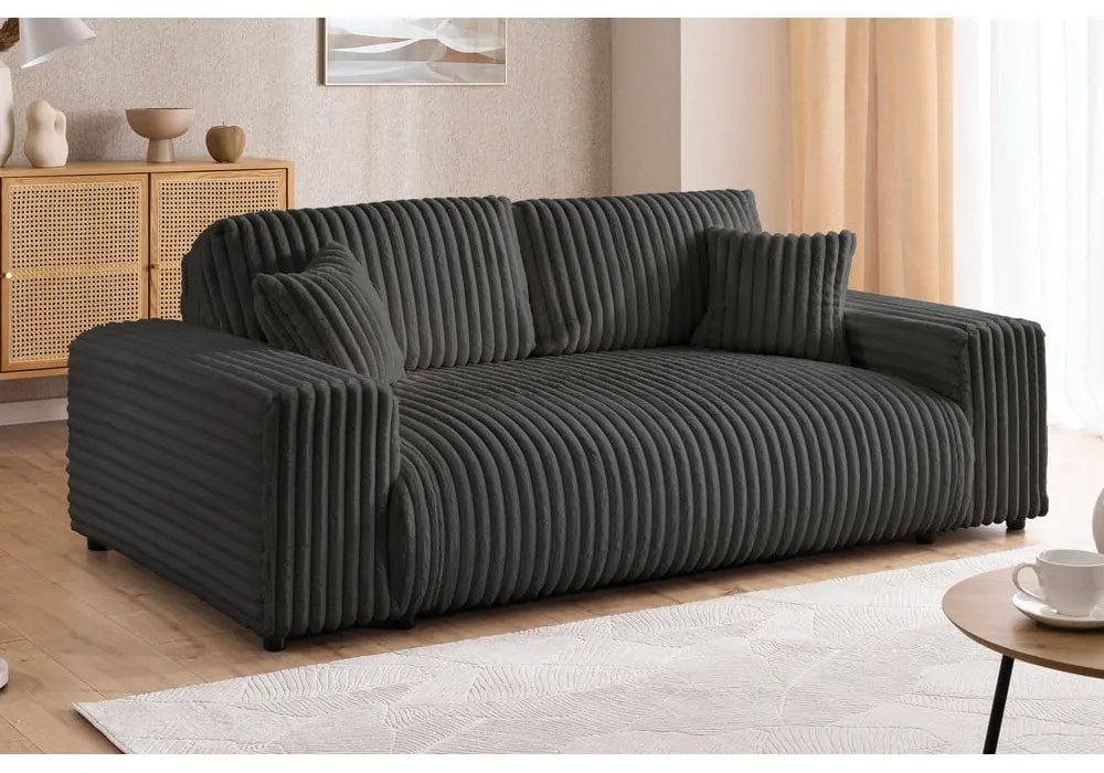 Ciemnoszara sztruksowa sofa 178 cm Justin – Ropez