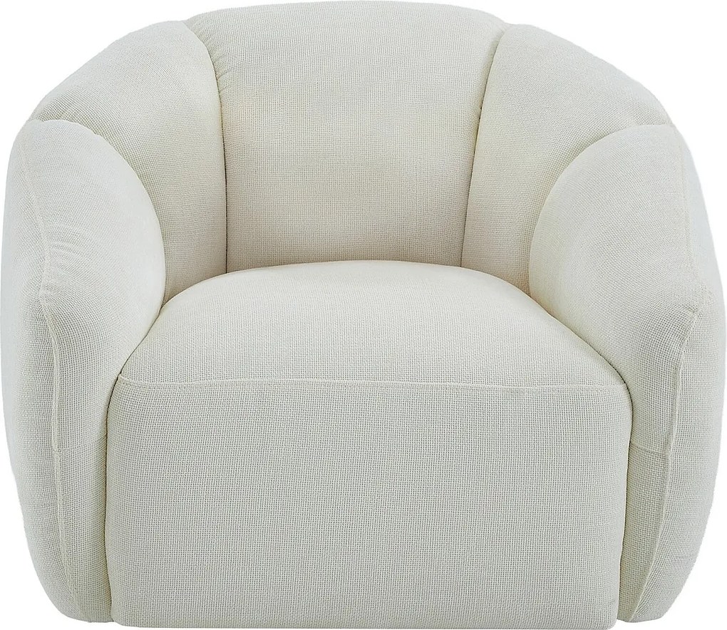 Obrotowy fotel z tkaniny teksturowanej w kolorze kości słoniowej NAFEKI