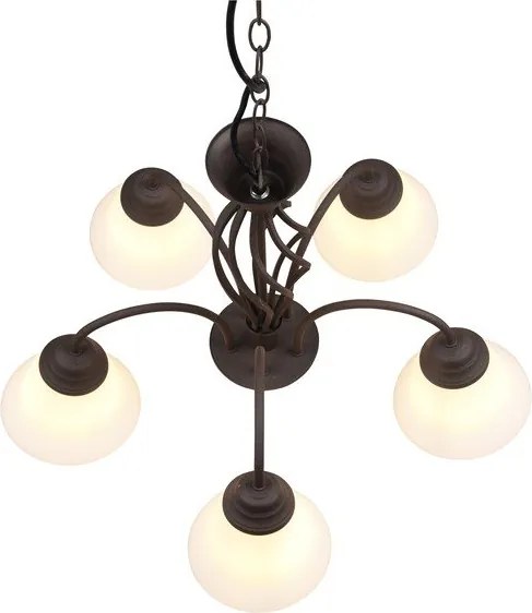 Ciemnobrązowa lampa wisząca ze szklanym kloszem ø 60 cm Rustica – Trio