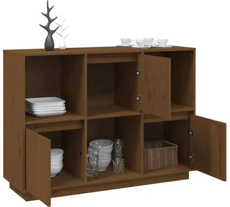 Drewniany niski regał na książki miodowy brąz R2-W42