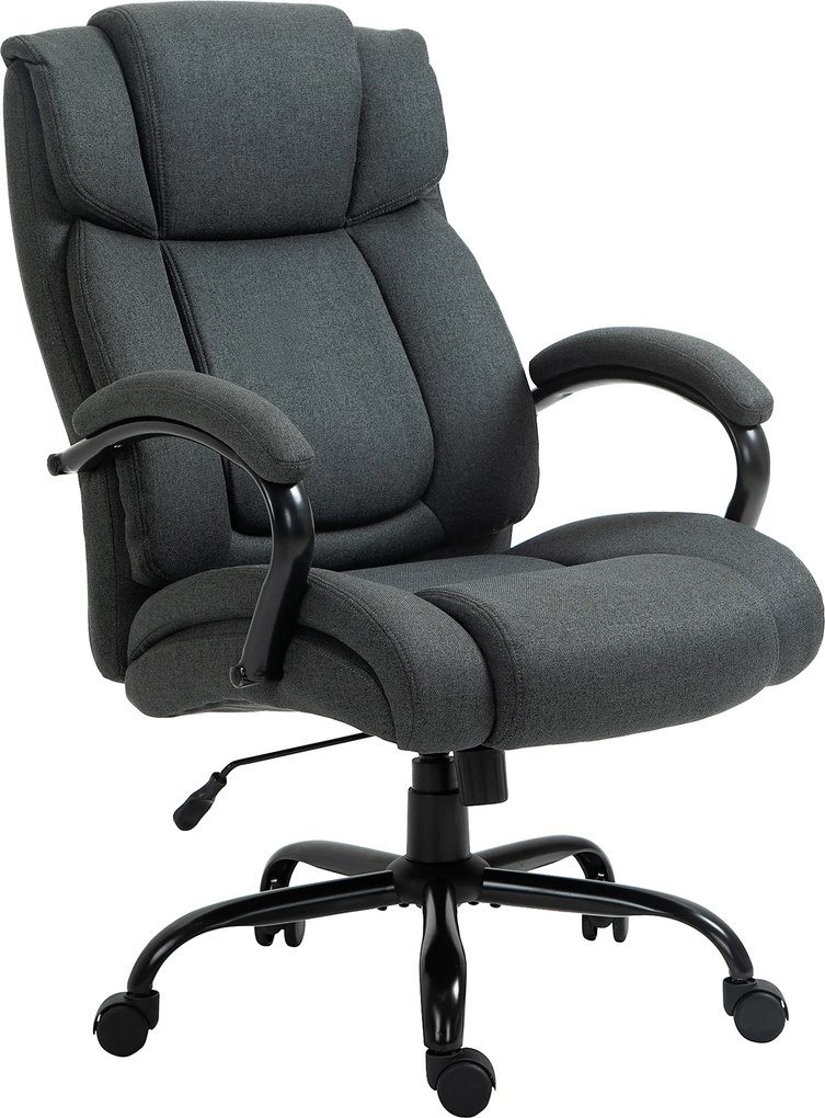 Vinsetto Fotel biurowy, Ergonomiczny fotel biurowy, Fotel obrotowy z wyściełanym podłokietnikiem, do 220 kg, Szary