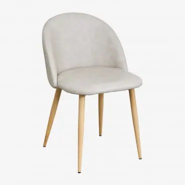 Zestaw 2 Krzeseł Jadalnych Kana Obitych Skórą Ekologiczną Iron & Natural Wood - Sklum