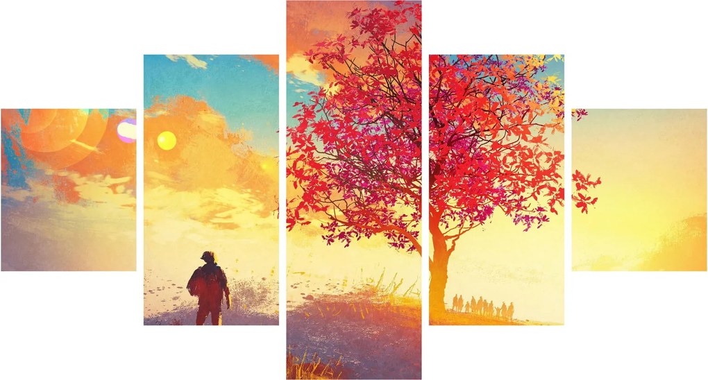 Obraz drzewa na wzgórzu (125x70 cm)