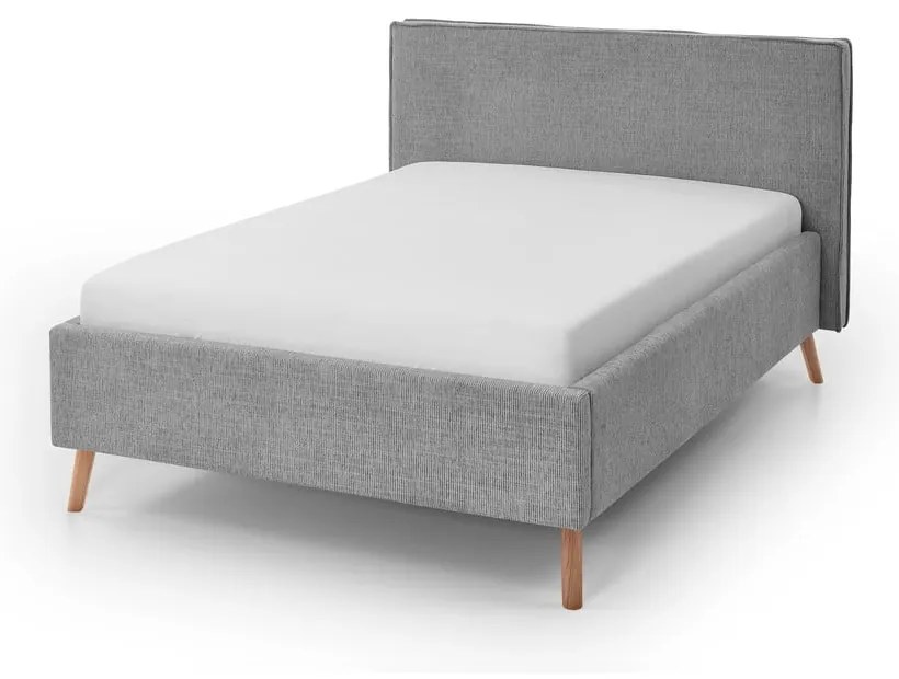 Jasnoszare tapicerowane łóżko dwuosobowe ze schowkiem i stelażem 140x200 cm Riva – Meise Möbel