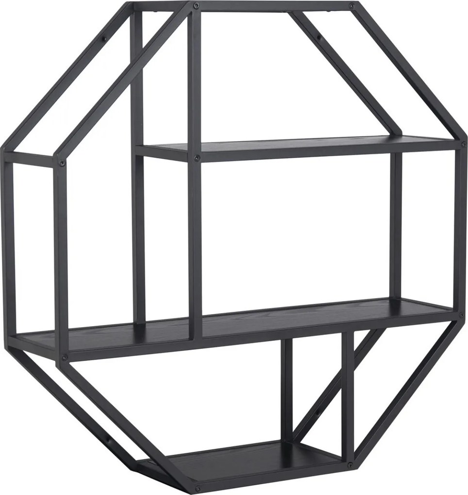 Czarny regał ścienny z półkami Seaford Octagon