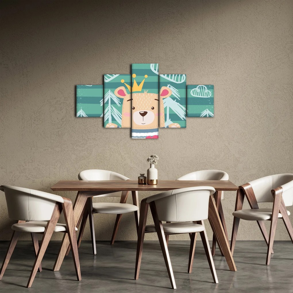 Obraz - Niedźwiadek w lesie (125x70 cm)