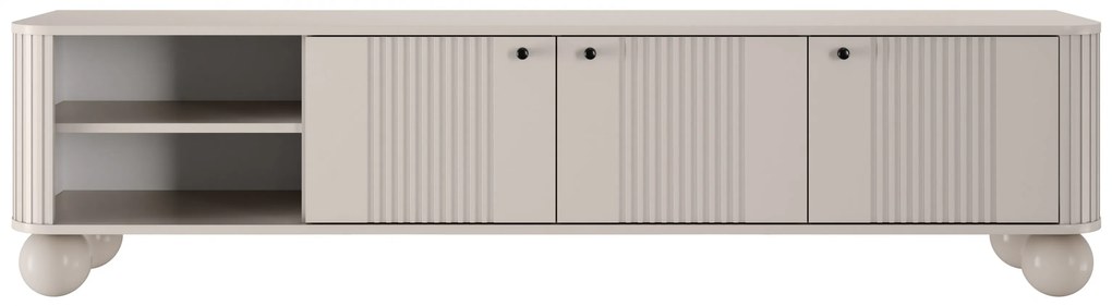 Szafka RTV Vesper 187 cm trzydrzwiowa - kaszmir / czarne uchwyty / nogi kule