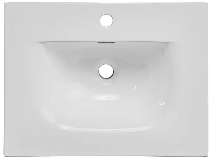 Biała prostokątna umywalka ceramiczna - Kenet 60 cm