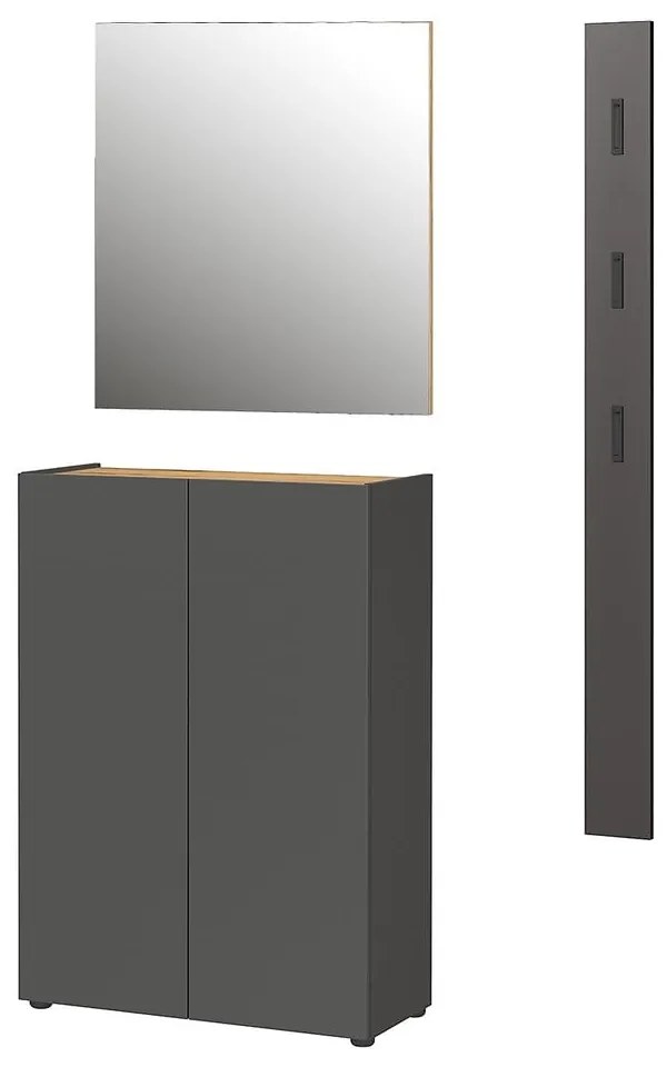 Antracytowy zestaw do przedpokoju w dekorze dębu 104x200x33 cm Alviano – Germania
