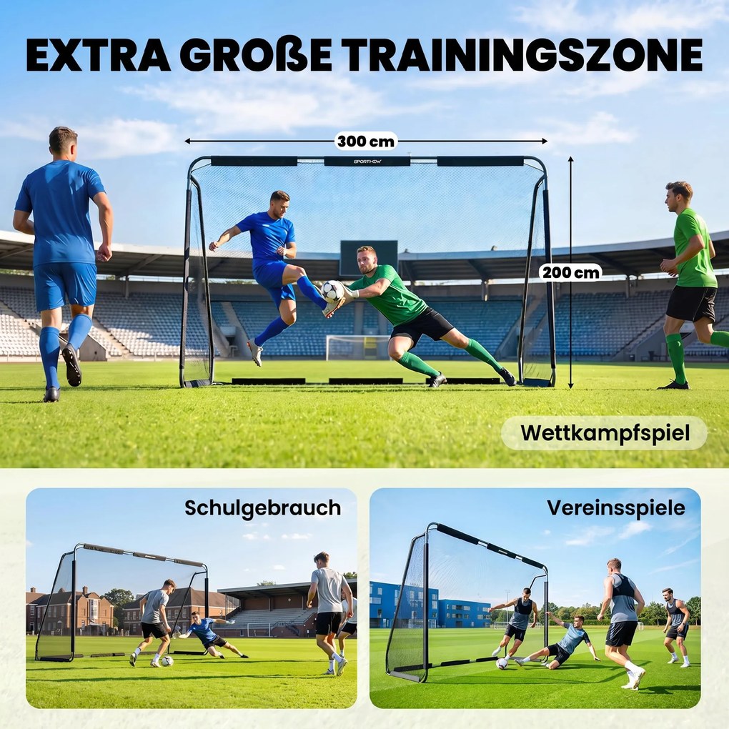 SPORTNOW Bramka do piłki nożnej ogrodowa duża 300 x 200 cm dla młodzieży i dorosłych, na zewnątrz, z wytrzymałą siatką, zaokrąglonymi narożnikami | Aosom PL