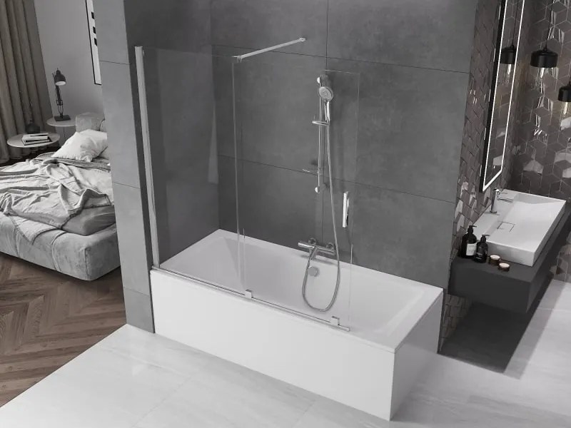 Mexen Velar parawan nawannowy 2-skrzydłowy rozsuwany 150 x 150 cm, transparent, chrom - 896-150-000-01-01