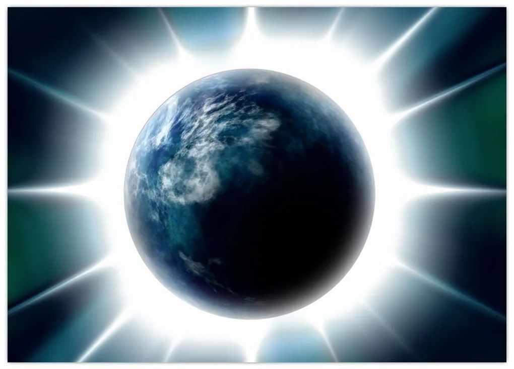 Obraz na szkle - napromieniowana planeta (70x50 cm)