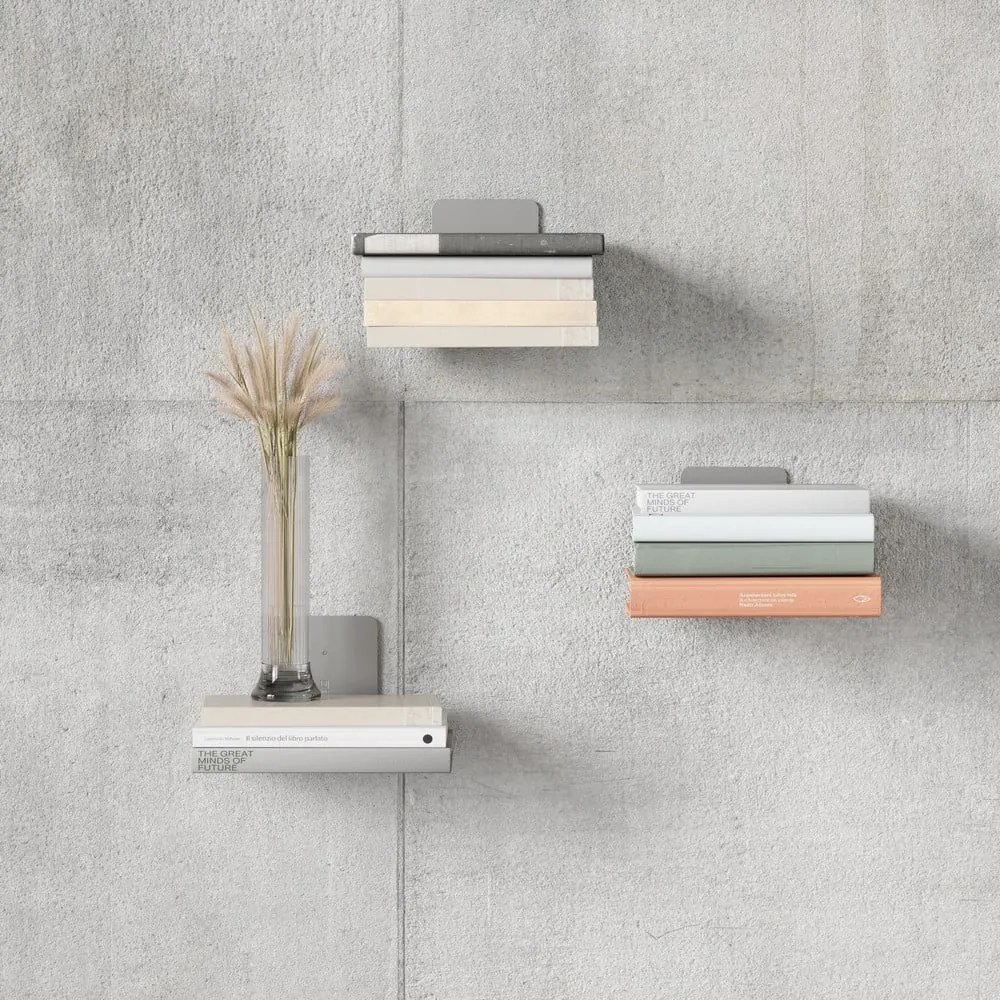 Srebrne metalowe półki zestaw 3 szt. 18 cm Conceal – Umbra