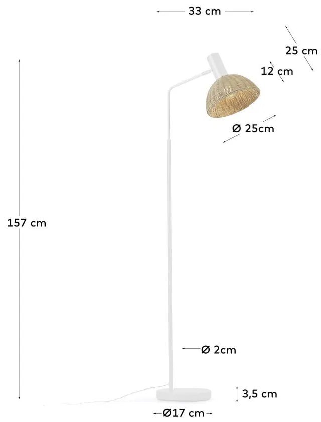 Lampa stojąca z rattanowym kloszem (wys. 157 cm) Damila – Kave Home