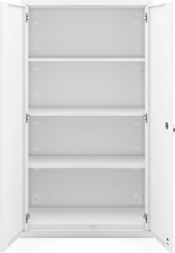 Szafa modułowa metalowa z półkami na cokole biała, 1600x900x400 mm: MEGAN