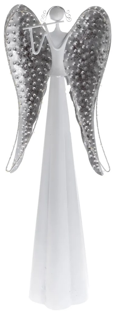 Metalowy anioł ze świecącymi skrzydłami, 64 cm, światło LED