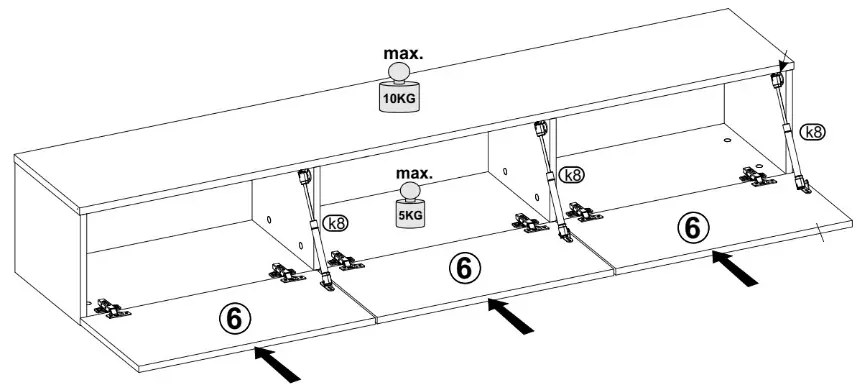 Szafka RTV GABI 180cm dąb hikora wisząca KOCOT MEBLE