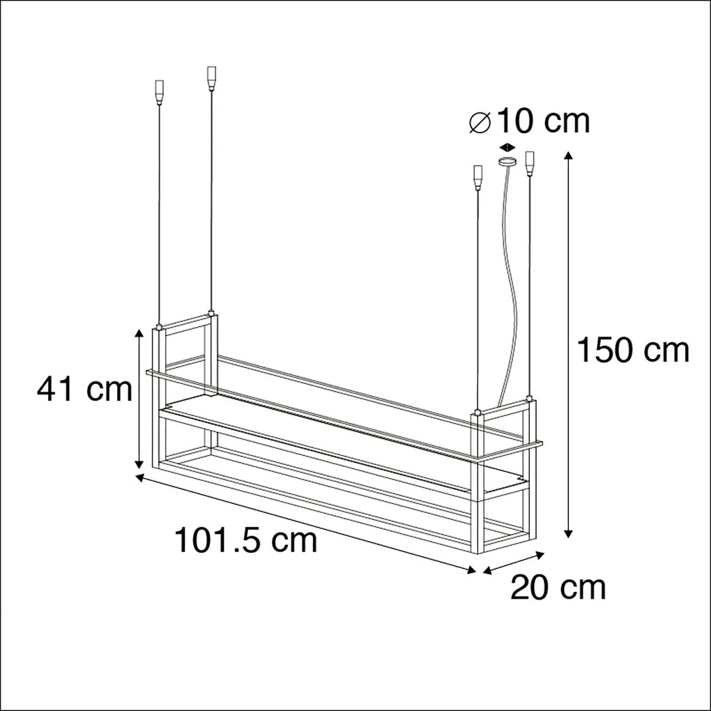 Inteligentna lampa wisząca czarna z półką w komplecie, 4 x Wi-Fi A60 - Cage Rack Nowoczesny Oswietlenie wewnetrzne